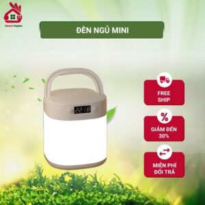 Đèn ngủ Home Hayho Đèn để đầu giường mini 3 chế độ ánh sáng sạc tích điện kết hợp đồng hồ trên đèn