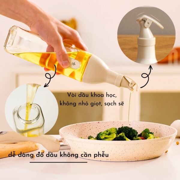 Bình thủy tinh đựng dầu ăn, nước mắm, xì dầu thông minh HomeHayho - Hình ảnh 8