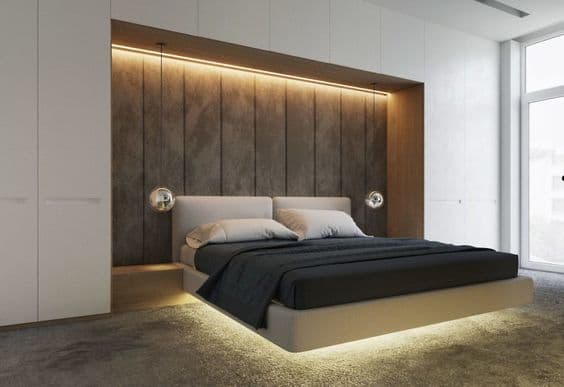 trang trí phòng ngủ bằng đèn led dây viền